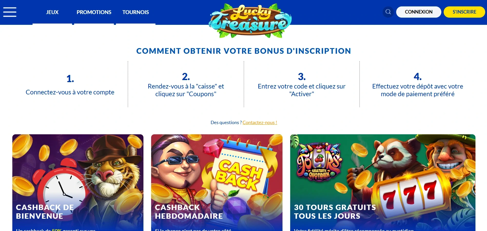 Lucky Treasure Casino : bonus et code promo